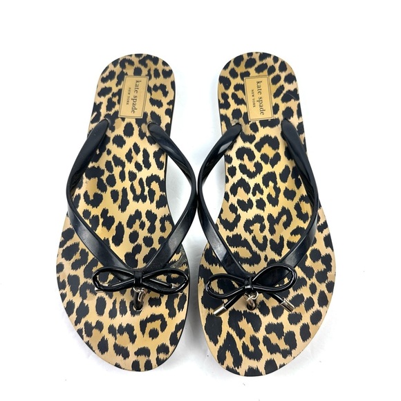 Kate Spade New York Nova Flip Flops 9 Leopard Print Rubber Sandals Womens - Picture 1 of 7